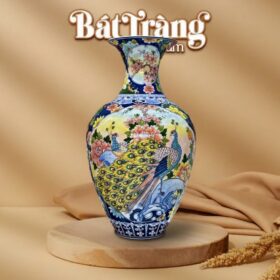 Bình Tỏi Nhị Cảnh Hoa Văn Công Đào - Thuyền Buồm Bát Tràng BT-TB10