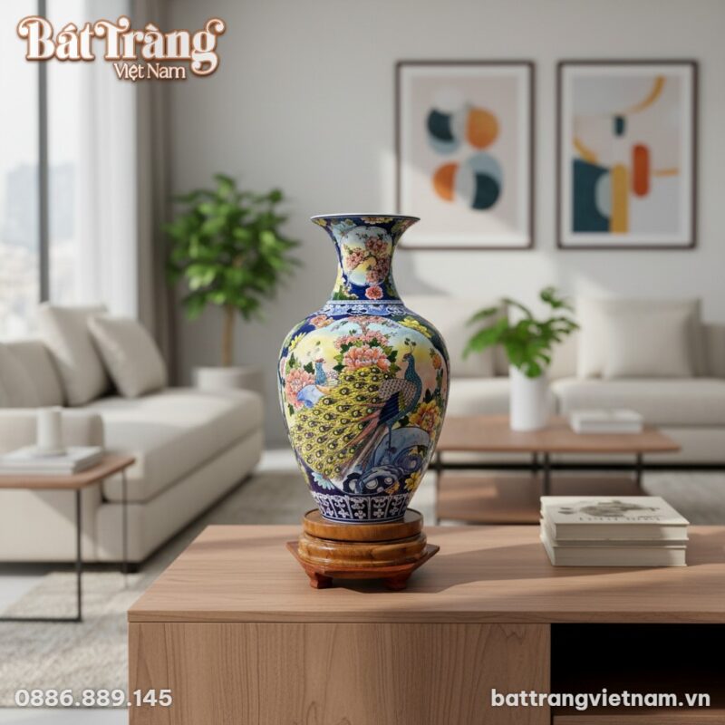 Một bình tỏi gốm sứ Bát Tràng cao 60cm với họa ...