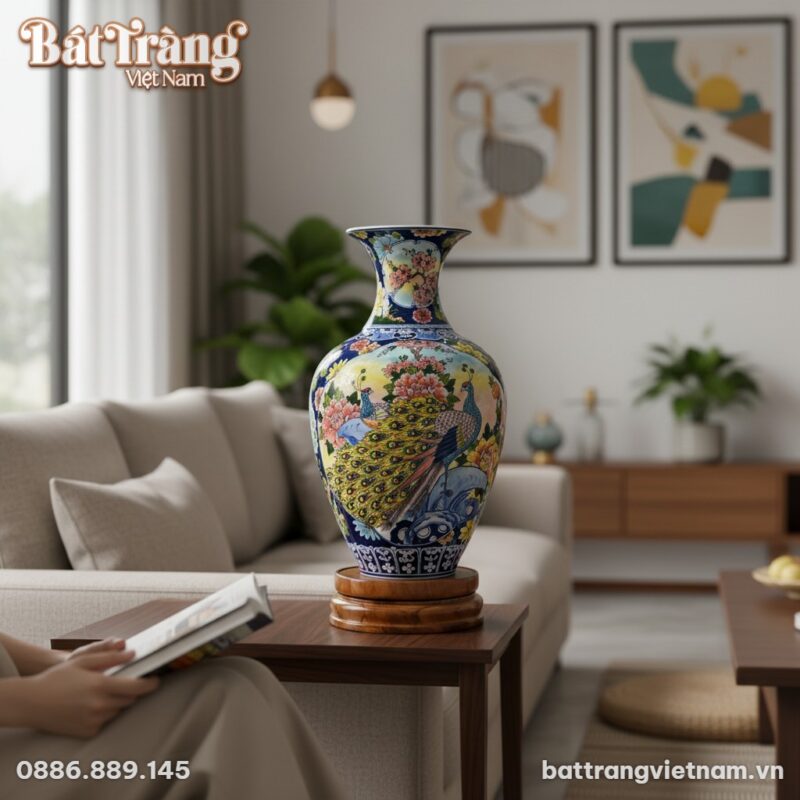 Cận cảnh bình tỏi gốm sứ Bát Tràng cao 60cm, nổ...