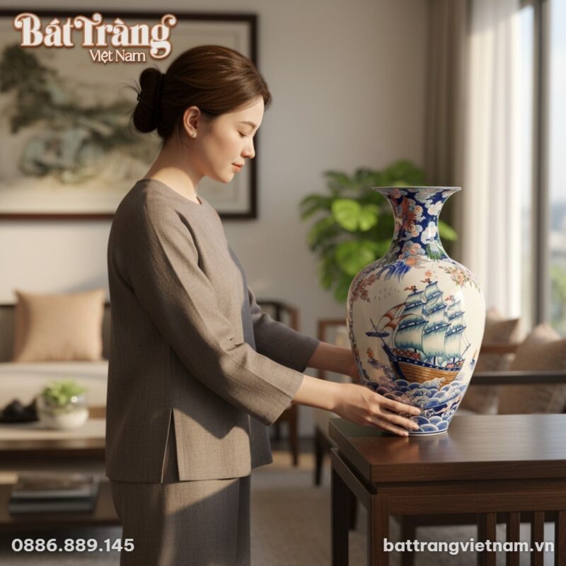 cận cảnh 1 người phụ nữ Việt trang phục ở nhà t...