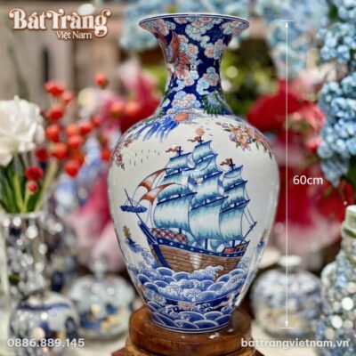Kích thước Bình Tỏi Nhị Cảnh Hoa Văn Thuận Buồm - Công Đào Bát Tràng BT-TB11
