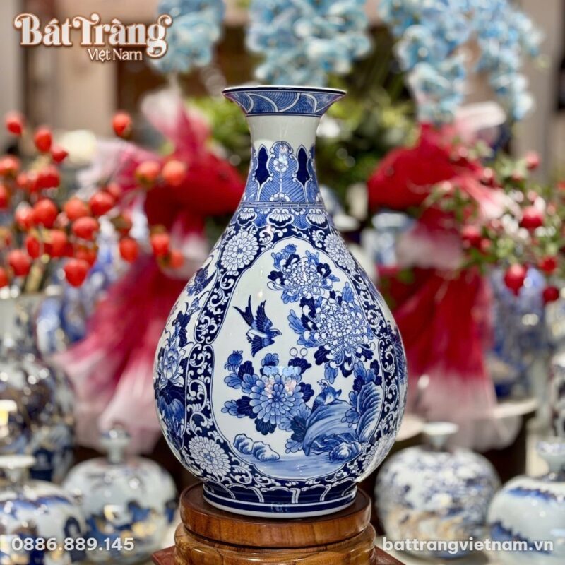 Lọ tỳ bà họa tiết hoa cúc