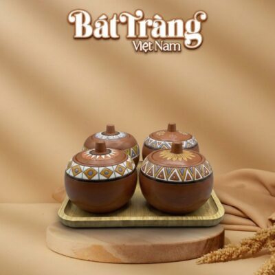Bộ 4 Hũ Tròn Đựng Mứt Tết Gốm Họa Tiết Thổ Cẩm BT-KM32 - Ảnh đại diện