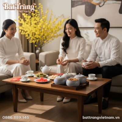 cận cảnh Bộ 4 hũ đựng mứt men xanh hỏa biến và ...