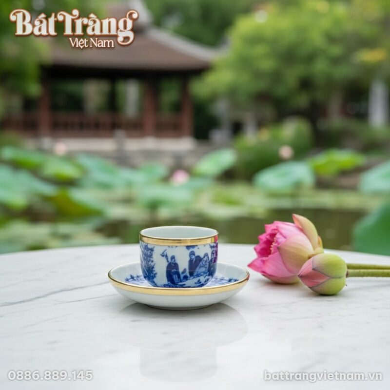 Một tách trà từ bộ ấm chén men lam bọc đồng Trú... Một tách trà từ bộ ấm chén men lam bọc đồng Trú...