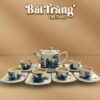 Bộ ấm chén men rạn cổ dáng vuông quai đồng vẽ Trúc Lâm Thất Hiền BT-AC66