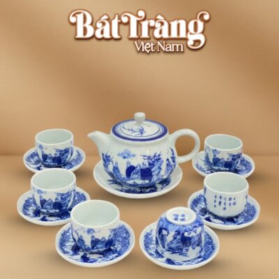 Bộ ấm chén Trúc Lâm Thất Hiền men lam dáng ba chân BT-AC55 - Ảnh đại diện