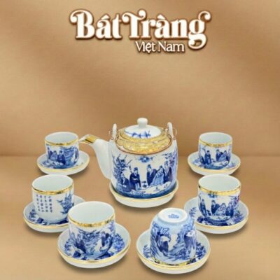 Bộ ấm chén vại bọc đồng vàng Trúc Lâm Thất Hiền 400ml BT-AC63 - Ảnh đại diện