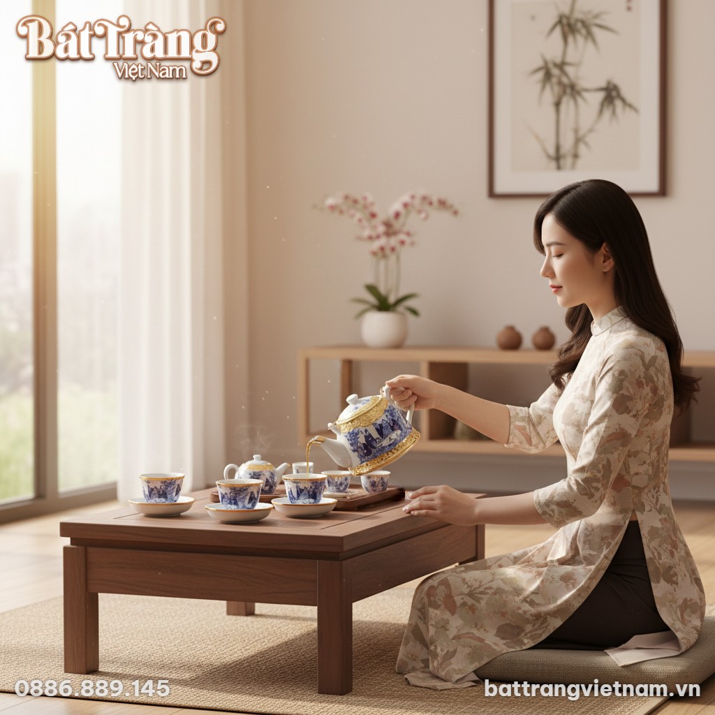 Bộ ấm ch&eacute;n men lam bọc đồng v&agrave;ng Tr&uacute;c L&acirc;m Thất ...