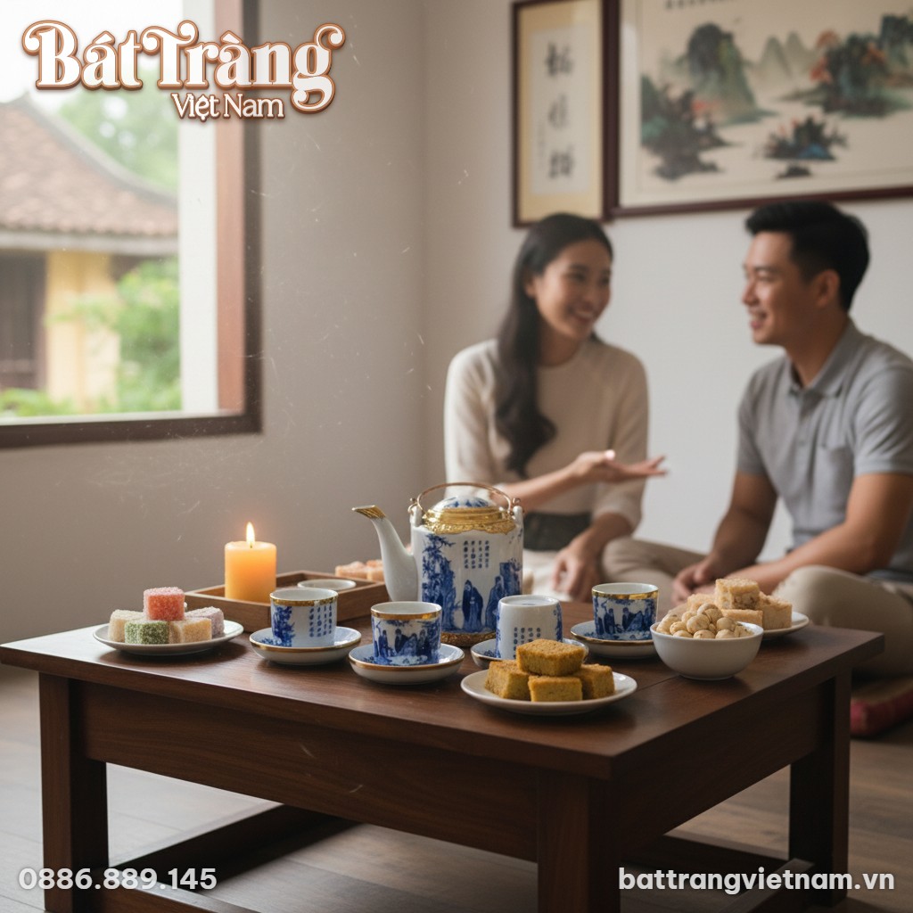 G&oacute;c nh&igrave;n ấm c&uacute;ng b&agrave;n tr&agrave; gia đ&igrave;nh Việt Nam, bộ ...