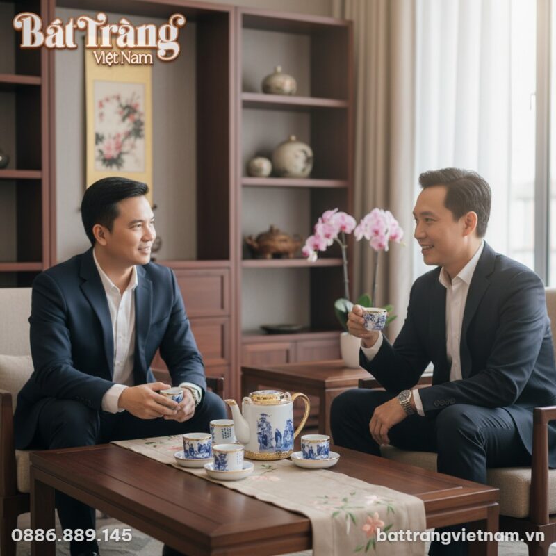 Hai doanh nhân Việt Nam lịch lãm đang trò chuyệ...