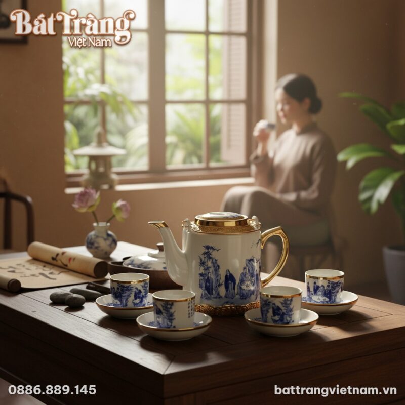 Cận cảnh Bộ ấm tích Trúc Lâm Thất Hiền 1500ml v...