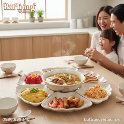 Cảnh gia đình Việt Nam hiện đại sum vầy bên bàn...