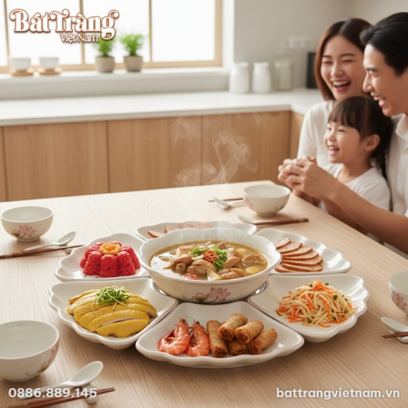 Cảnh gia đình Việt Nam hiện đại sum vầy bên bàn...