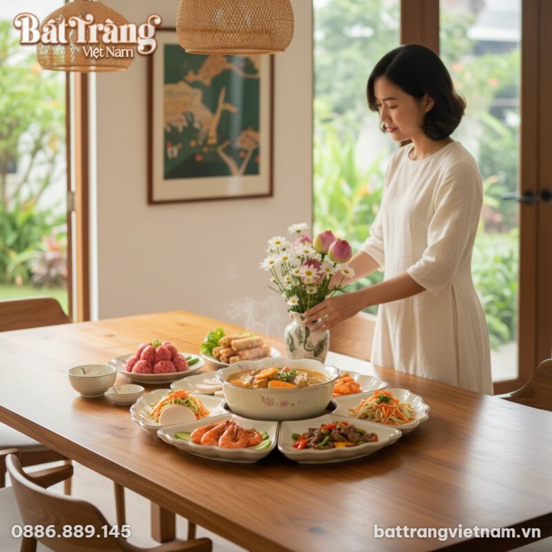 Không gian phòng ăn Việt Nam tươi sáng, bộ bàn ...