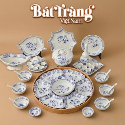 Bộ Bàn Ăn Hoa Mặt Trời Họa Tiết Sen Xanh Bát Tràng BT-MT14 - Ảnh đại diện