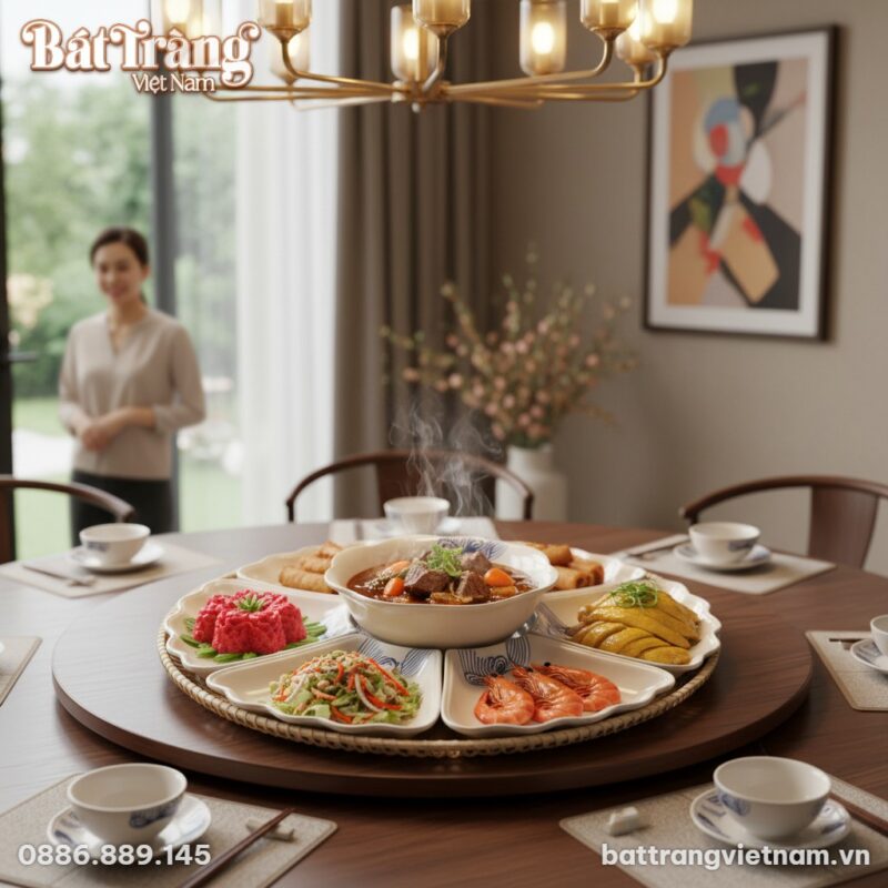 Không gian phòng ăn sang trọng trong một ngôi n...