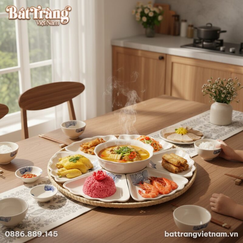 Một bữa cơm gia đình Việt Nam ấm cúng trong căn...