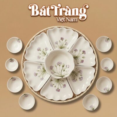 Bộ Bàn Ăn Hoa Mặt Trời Vẽ Hoa Tím Gốm Sứ Bát Tràng BT-MT24 - Ảnh đại diện