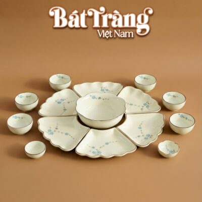 Bộ Bát Đĩa Bát Tràng Hoa Mặt Trời Họa Tiết Hoa Đào Xanh BT-MT07 - Ảnh đại diện