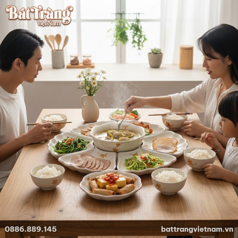 Một bàn tiệc Tết ấm cúng và sang trọng trong kh...