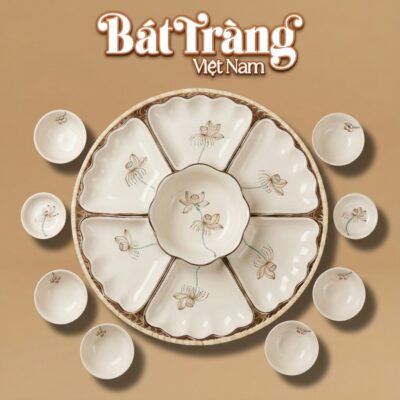 Bộ Bát Đĩa Hoa Mặt Trời Họa Tiết Hoa Sen Nâu Bát Tràng BT-MT27 - Ảnh đại diện