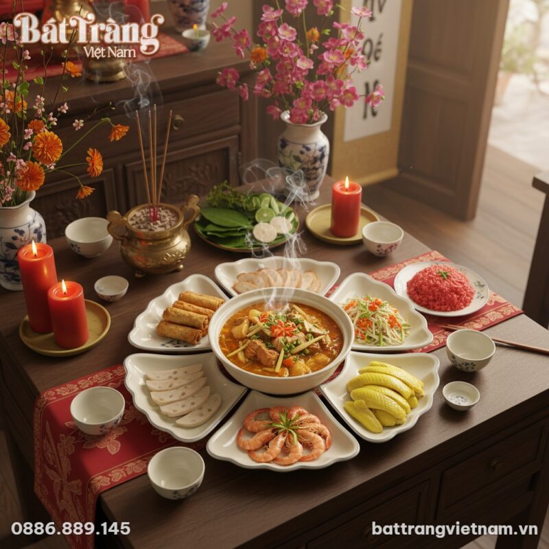 Mâm cúng tổ tiên thanh tịnh trong ngày lễ Tết V...