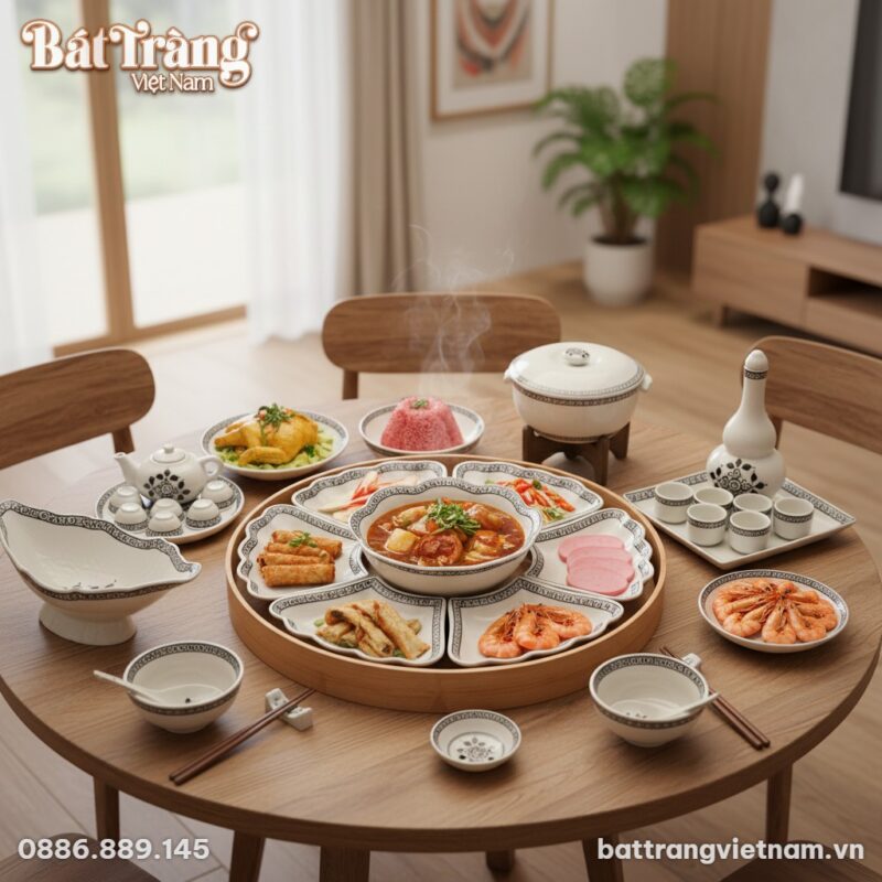 Bữa cơm gia đình ấm cúng trong không gian bếp ă...