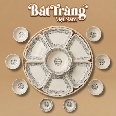 Bộ Bát Đĩa Hoa Mặt Trời Hoa Văn Hoa Đen Bát Tràng BT-MT20 - Ảnh đại diện