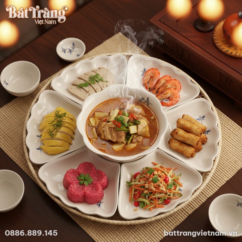 Ảnh cận cảnh tinh xảo Bộ Bát Đĩa Hoa Mặt Trời B...