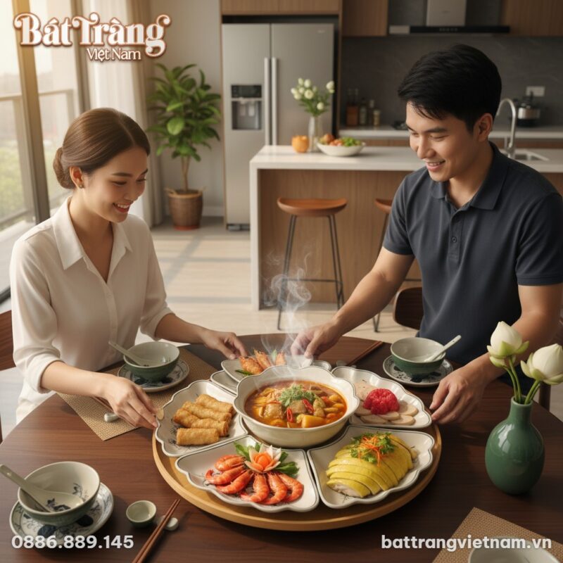 Một cặp đôi trẻ người Việt đang cùng nhau bày b...