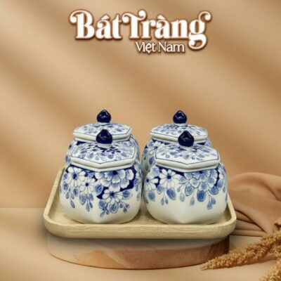 Bộ Hũ Mứt Lục Giác Vuông Vẽ Hoa Men Lam BT-KM35 - Ảnh đại diện