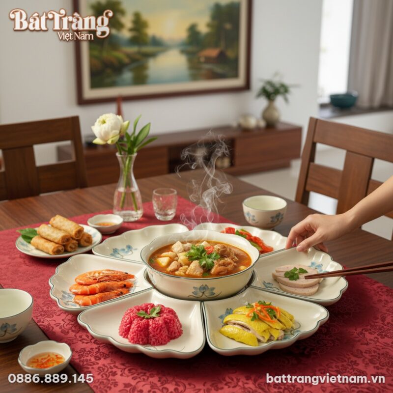 Cận cảnh bộ đồ ăn Bát Tràng họa tiết hoa sen xa... Cận cảnh bộ đồ ăn Bát Tràng họa tiết hoa sen xa...