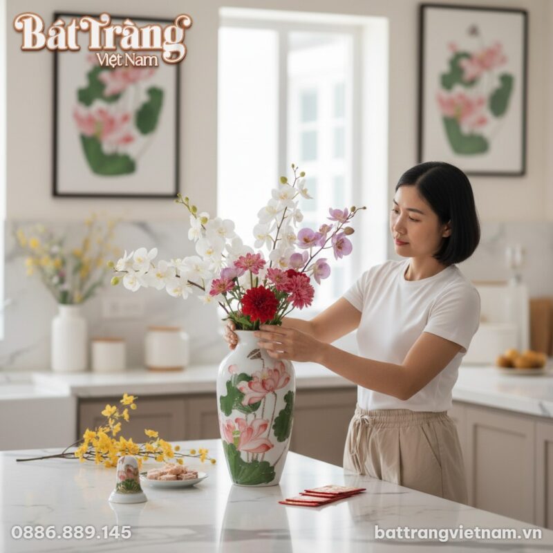 bình hoa [tệp 1] đang đặt trên đảo bếp bằng đá ...