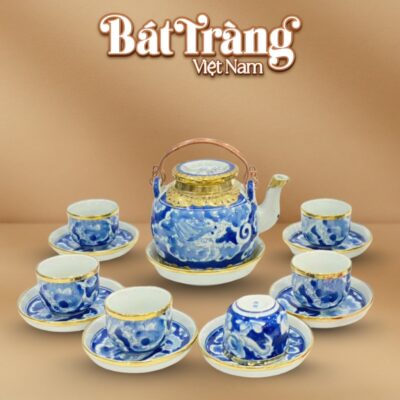 Bộ trà men lam họa tiết Long Ẩn bọc đồng nắp lõm BT-AC59 - Ảnh đại diện