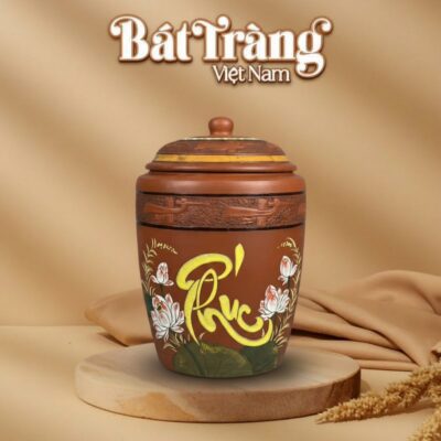Chum Đựng Gạo Bát Tràng Chữ Phúc Hoa Sen Mộc Đắp Nổi BT-HG09 - Ảnh đại diện