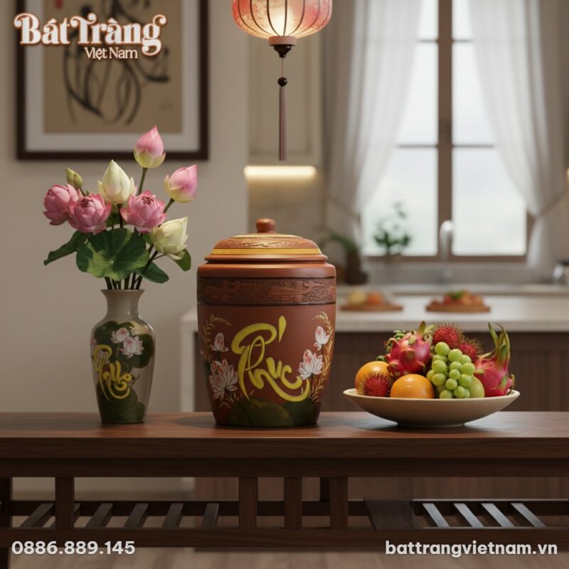 Một chum đựng gạo Bát Tràng cao cấp (cao 45cm, ... Một chum đựng gạo Bát Tràng cao cấp (cao 45cm, ...