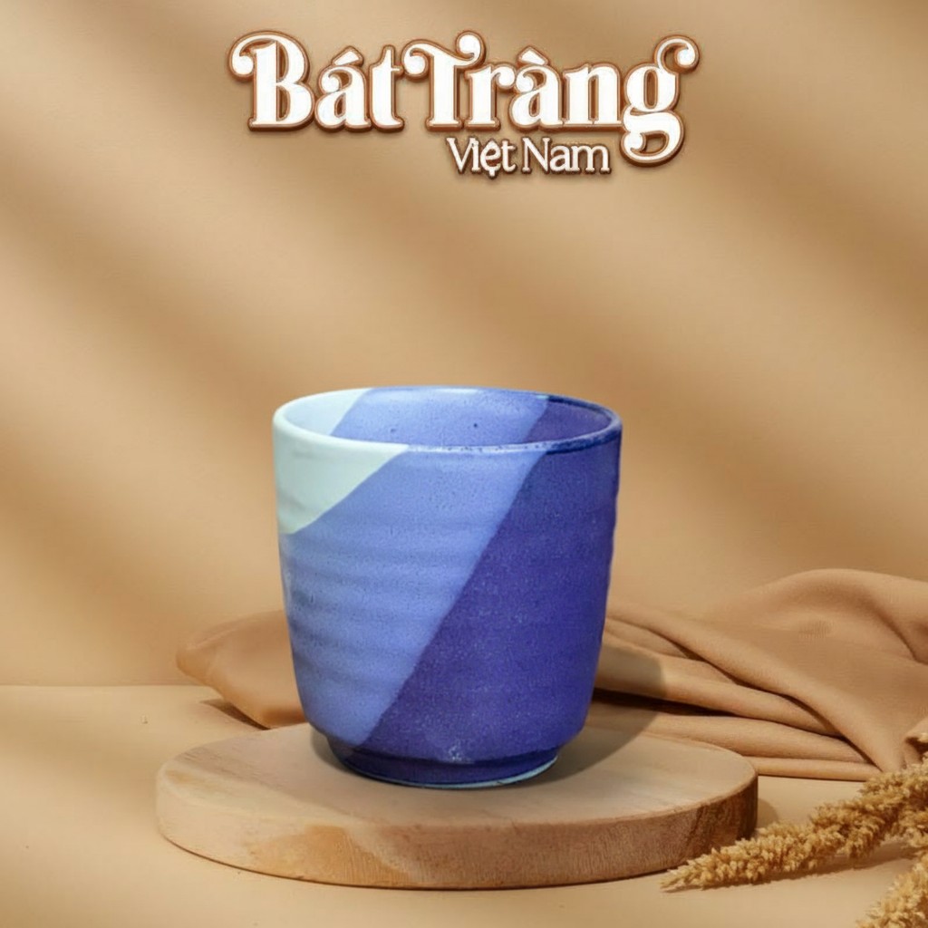 Cốc sứ Bát Tràng Men Hoả Biến Dáng Vát Tròn Không Quai LS-29