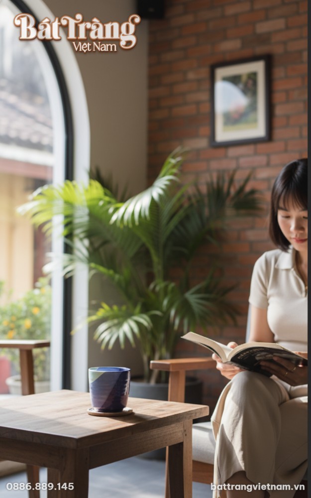 Một chiếc cốc sứ Bát Tràng men hoả biến màu xan...