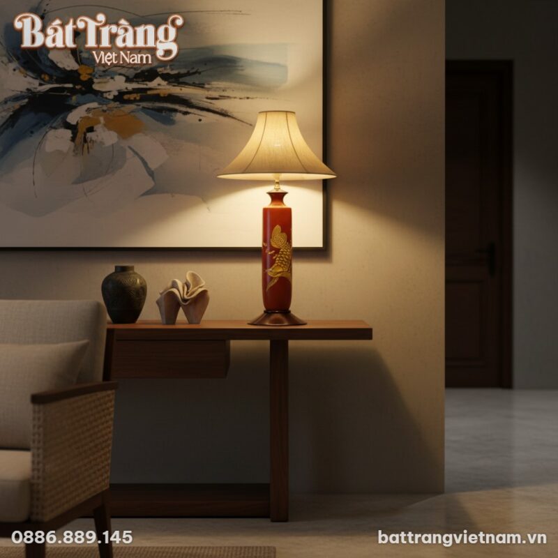 Một chiếc đèn ngủ gốm sứ họa tiết cá chép vàng ... Một chiếc đèn ngủ gốm sứ họa tiết cá chép vàng ...