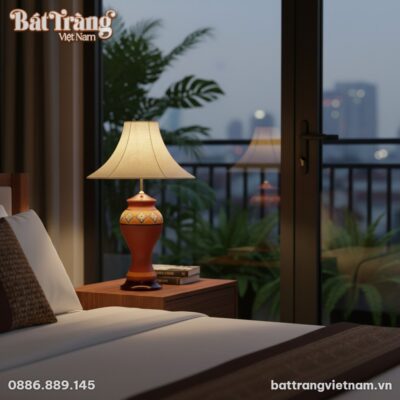 Một chiếc đèn ngủ gốm Bát Tràng BT-DN17 thân nâ...