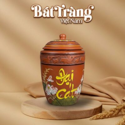 Hũ Đựng Gạo 15KG Đại Cát Sen Vàng Phù Điêu Bát Tràng BT-HG06 - Ảnh đại diện