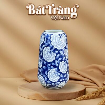 Lọ hoa dáng bom vẽ hoa mẫu đơn men xanh BT-LH44 - Ảnh đại diện