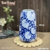 Kích thước Lọ hoa dáng bom vẽ hoa mẫu đơn men xanh BT-LH44