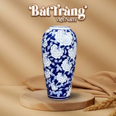 Lọ Hoa Gốm Bát Tràng Men Lam Vẽ Hoa Mẫu Đơn Phú Quý BT-LH41 - Ảnh đại diện