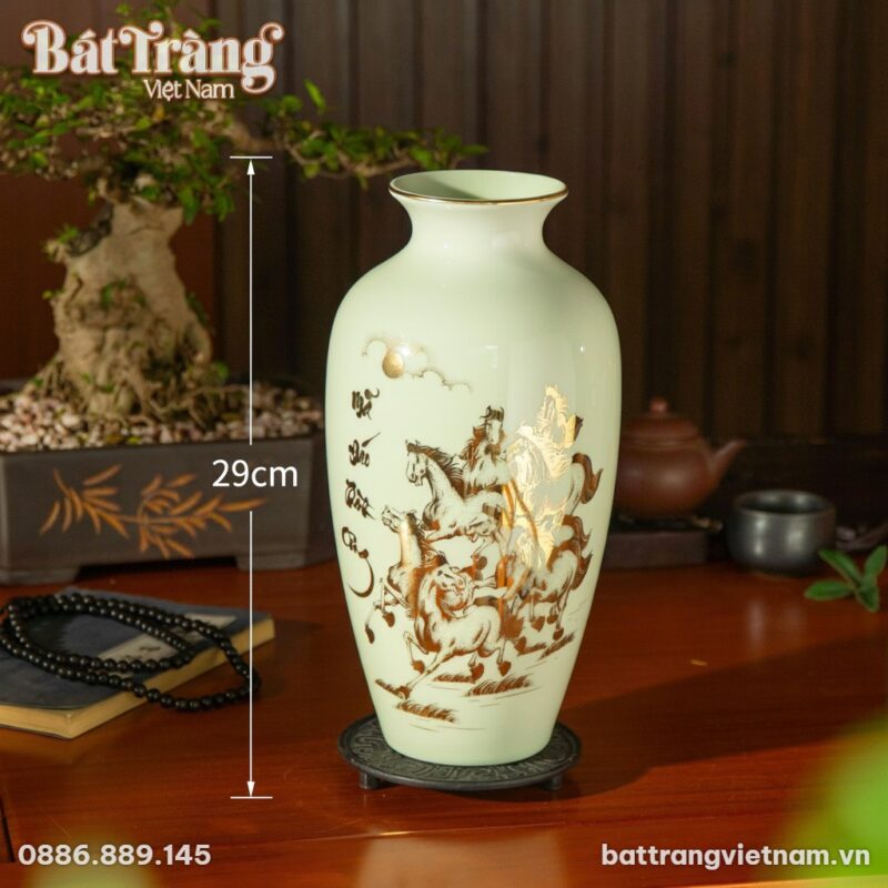 Kích thước Lọ Hoa Mã Đáo Thành Công Men Trắng Viền Vàng Kim BT-LH32 Kích thước Lọ Hoa Mã Đáo Thành Công Men Trắng Viền Vàng Kim BT-LH32