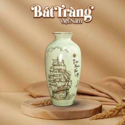 Lọ Hoa Men Trắng Vẽ Thuận Buồm Xuôi Gió Vàng Kim BT-LH29 - Ảnh đại diện