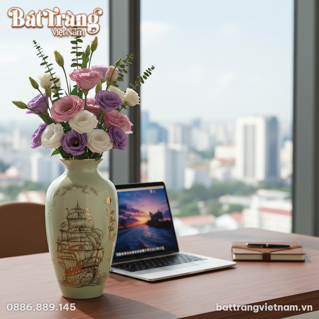 Trên bàn làm việc gỗ sang trọng của doanh nhân ...