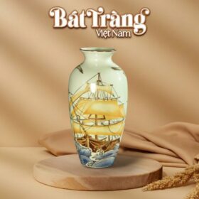 Lọ Hoa Thuận Buồm Xuôi Gió Men Trắng Viền Vàng Kim BT-LH31