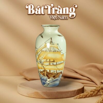 Lọ Hoa Thuận Buồm Xuôi Gió Men Trắng Viền Vàng Kim BT-LH31 - Ảnh đại diện